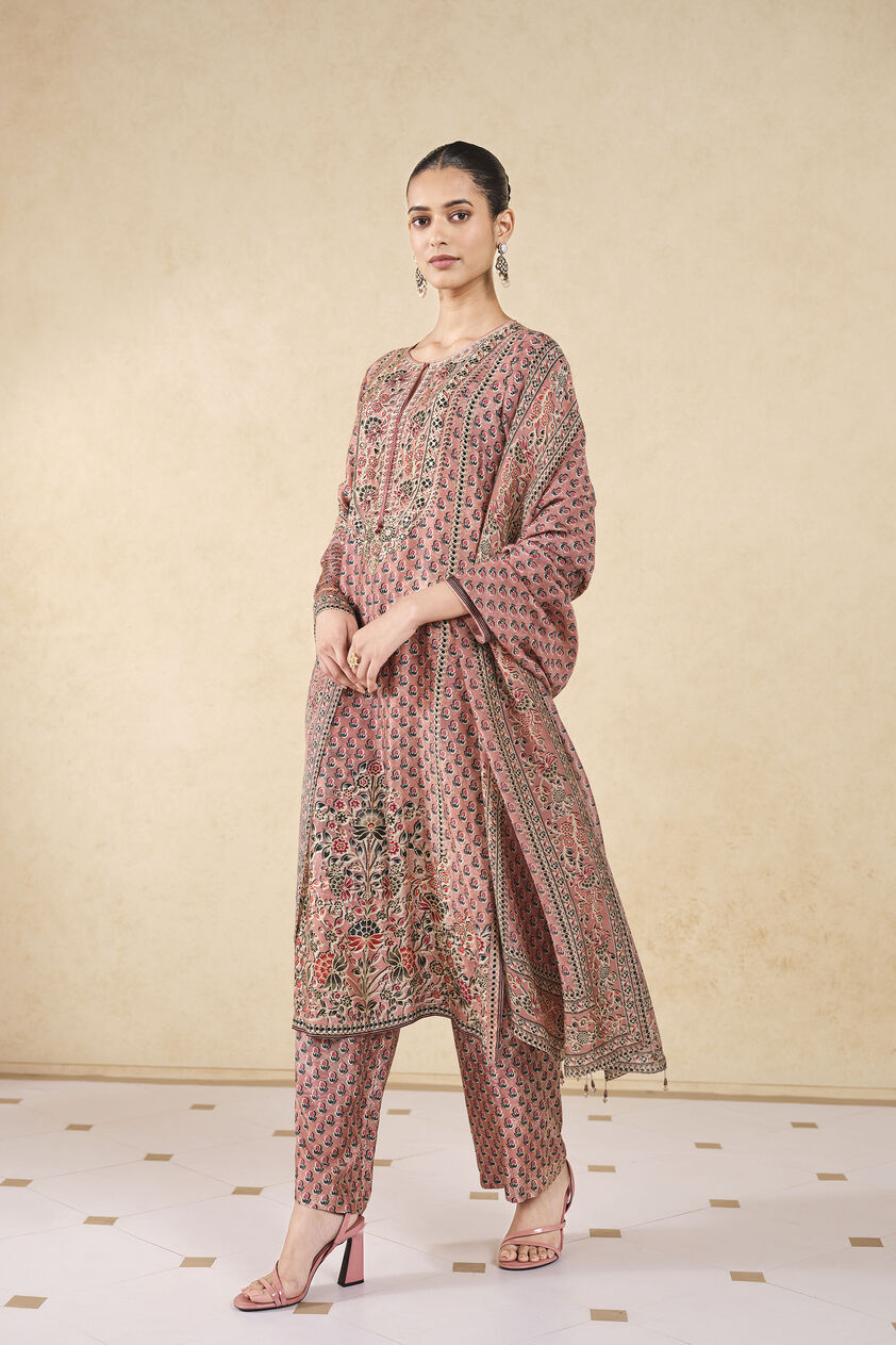 Sierra Printed Silk Suit Set - Pink, Pink, image 3
